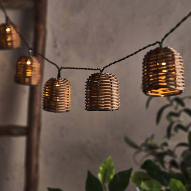 10 Rattan Lantern Solar Fairy Lights - image 1