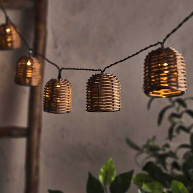 10 Rattan Lantern Solar Fairy Lights - image 1