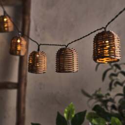 10 Rattan Lantern Solar Fairy Lights - thumbnail 1