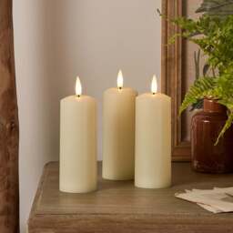 TruGlow® Ivory LED Slim Pillar Candle Trio With Remote Control - thumbnail 2