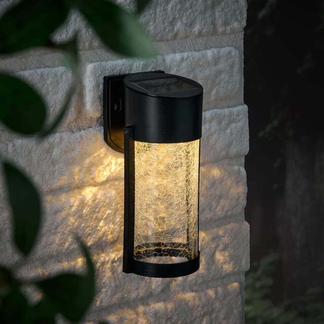 Lyme Crackle Glass Solar Wall Light - image 1