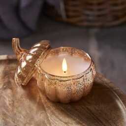 Glass Pumpkin Jar with TruGlow Candle With Remote