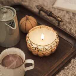 Glass Pumpkin Jar with TruGlow Candle With Remote - thumbnail 2