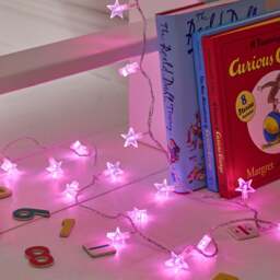 30 Pink LED Star Fairy Lights On Clear Cable - thumbnail 2