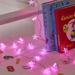 30 Pink LED Star Fairy Lights On Clear Cable - thumbnail 2