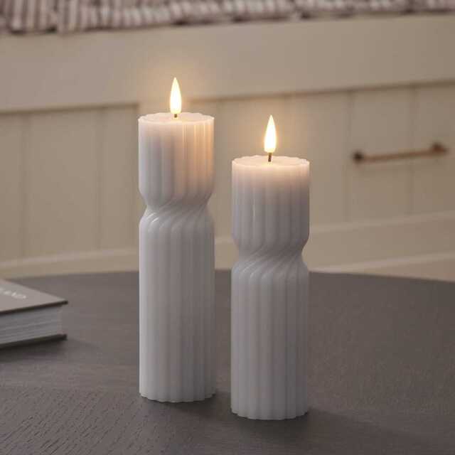 TruGlow® Grey Twist LED Pillar Candle Duo with Remote Control - image 1