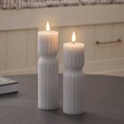 TruGlow® Grey Twist LED Pillar Candle Duo with Remote Control - thumbnail 1