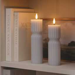TruGlow® Grey Twist LED Pillar Candle Duo with Remote Control - thumbnail 2