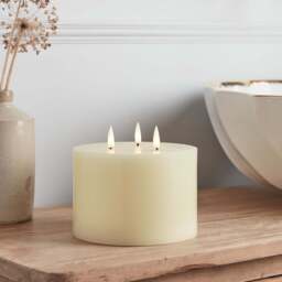 TruGlow® Ivory LED 3 Wick Candle - thumbnail 1