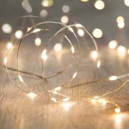 50 Warm White LED Micro Battery Outdoor Fairy Lights - thumbnail 1