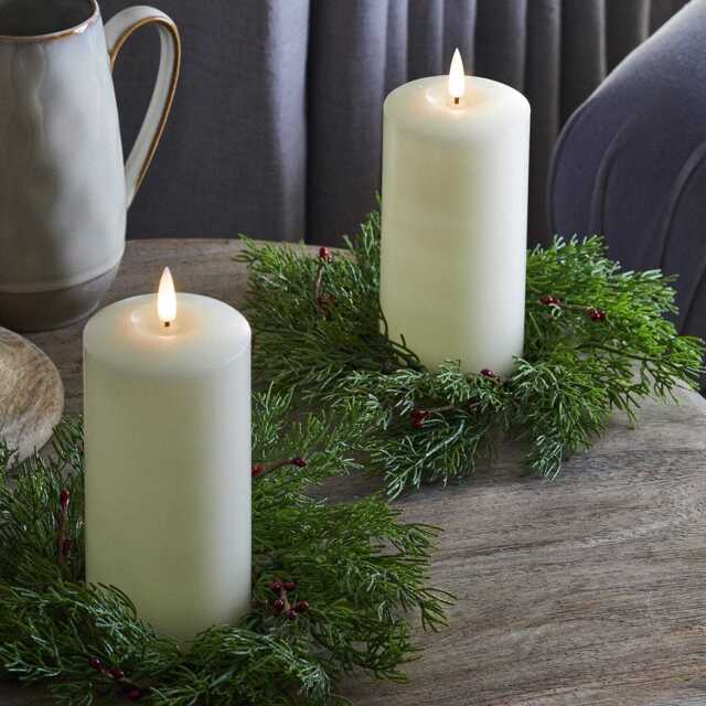 15cm TruGlow® LED Pillar Candle & Red Berry Candle Ring Duo - image 1