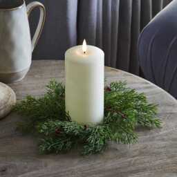 15cm TruGlow® LED Pillar Candle & Red Berry Candle Ring Duo - thumbnail 2