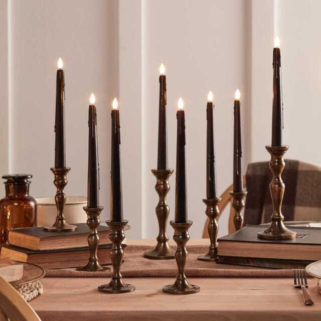 8 TruGlow® Black Dripping Wax LED Taper Candles With Remote Control - image 1