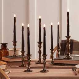8 TruGlow® Black Dripping Wax LED Taper Candles With Remote Control - thumbnail 1