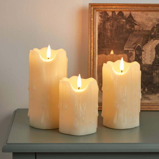 TruGlow® Heavy Dripping Wax LED Pillar Candle Trio - image 1
