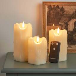 TruGlow® Heavy Dripping Wax LED Pillar Candle Trio - thumbnail 2