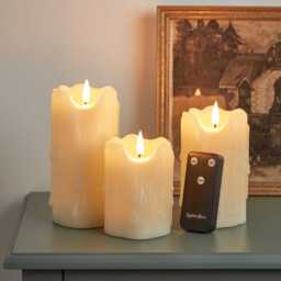 TruGlow® Heavy Dripping Wax LED Pillar Candle Trio - thumbnail 2