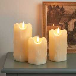 TruGlow® Heavy Dripping Wax LED Pillar Candle Trio - thumbnail 1