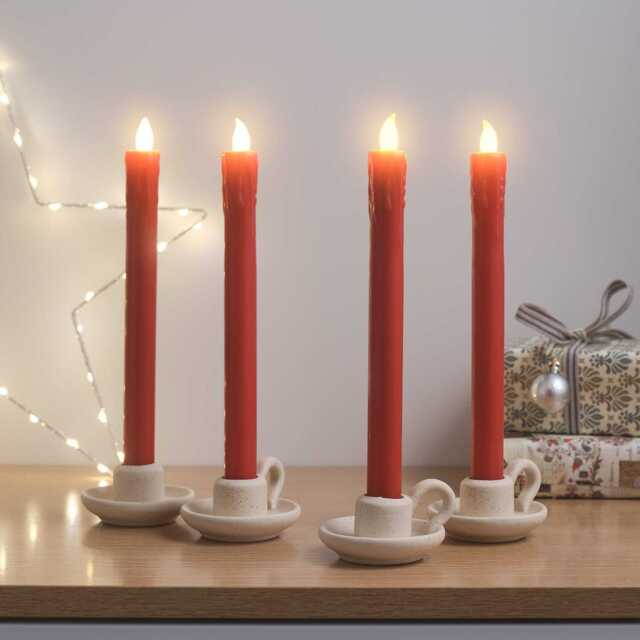 4 Red LED Taper Candles - image 1