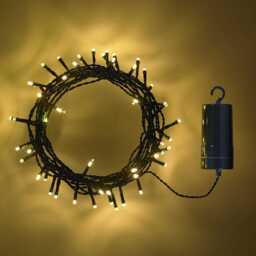 2 Pack of 50 Warm White LED Outdoor Battery Lights On Green Cable - thumbnail 2