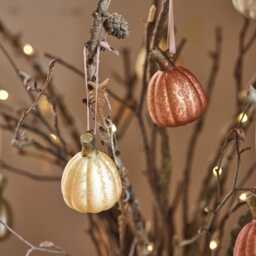 Set of 6 Mini Glass Pumpkin Tree Decorations - thumbnail 2