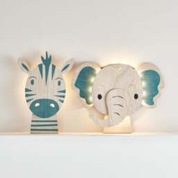 Zebra & Elephant Children's Wall Light Duo - thumbnail 1