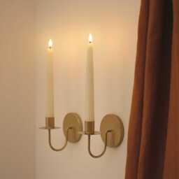 2 TruGlow® Ivory LED Taper Candles and Brass Wall Sconces with Remote Control