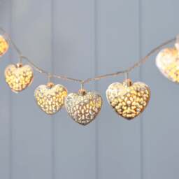 20 LED Silver Filigree Heart Indoor Fairy Lights