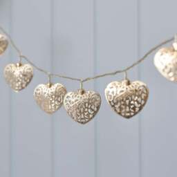 20 LED Silver Filigree Heart Indoor Fairy Lights - thumbnail 2