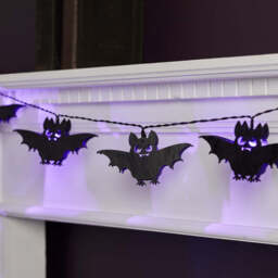 10 Wooden Bat Halloween Fairy Lights - thumbnail 1