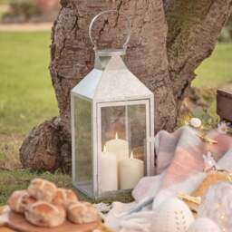 Hayle Large Metal Outdoor Lantern with TruGlow® Candle Trio and Remote Control - thumbnail 1