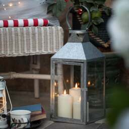Hayle Large Metal Outdoor Lantern with TruGlow® Candle Trio and Remote Control - thumbnail 2