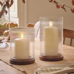 TruGlow® LED Candle and Fluted Glass Hurricane Candle Holder Duo - thumbnail 2