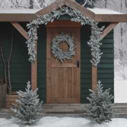 Pre Lit Outdoor Snowy Christmas Wreath, Garland and Trees - thumbnail 2