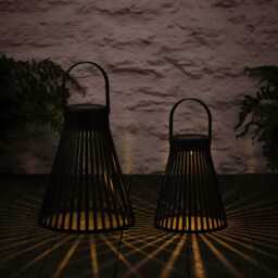 Black Slatted Solar Lantern Duo - thumbnail 2