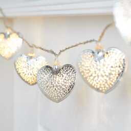 20 Silver Filigree Heart Fairy Lights - thumbnail 1