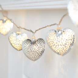 20 Silver Filigree Heart Fairy Lights - thumbnail 1
