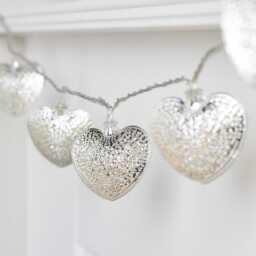 20 Silver Filigree Heart Fairy Lights - thumbnail 2