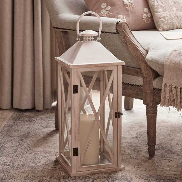 Folkestone Large Wooden Lantern with TruGlow® Candle - image 1