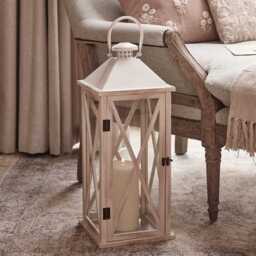 Folkestone Large Wooden Lantern with TruGlow® Candle - thumbnail 1