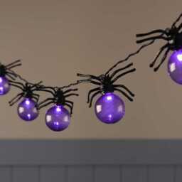 10 Spider Purple LED Halloween Battery Festoon Lights