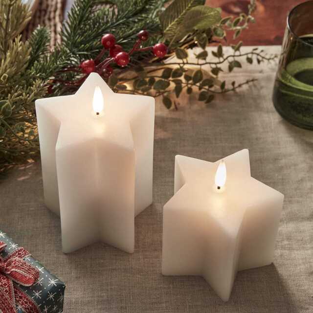 TruGlow® White Star Christmas Candle Duo With Remote Control - image 1