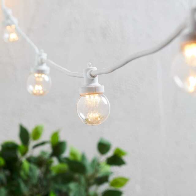 Pro Connect 10m 20 Warm White Connectable Festoon Lights Clear Cap White Cable - image 1