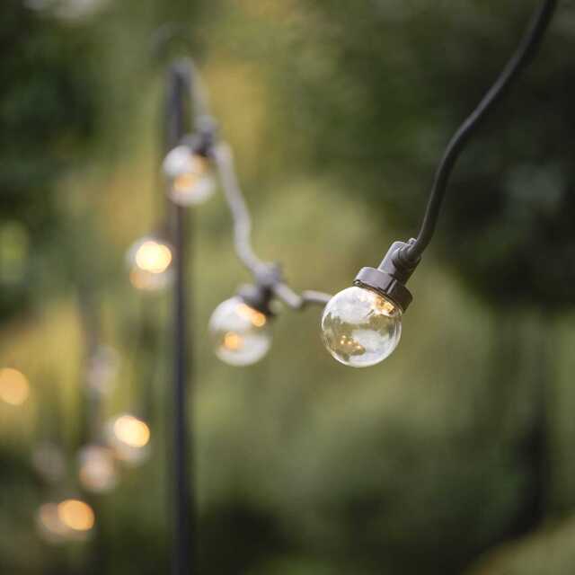 Pro Connect 15m 30 Warm White Connectable Festoon Lights with Clear Cap Black Cable - image 1