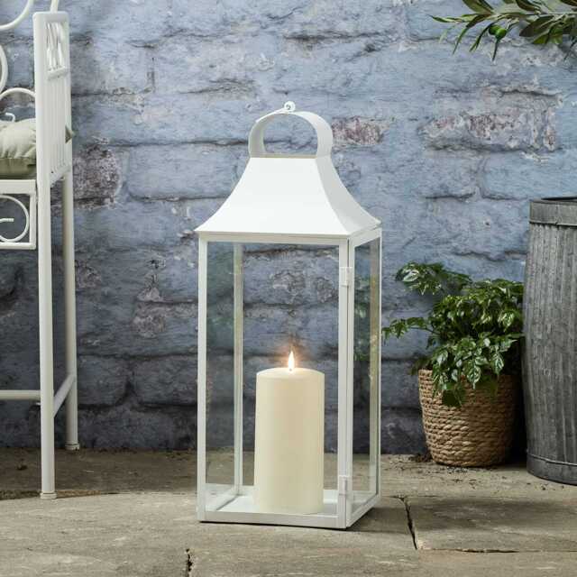 59cm Albury White Garden Lantern with TruGlow® Candle - image 1