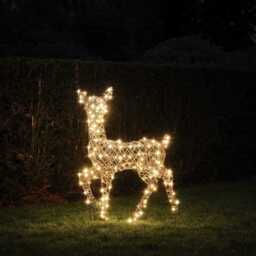 90cm Dual LED Studley Rattan Doe Light Up Reindeer