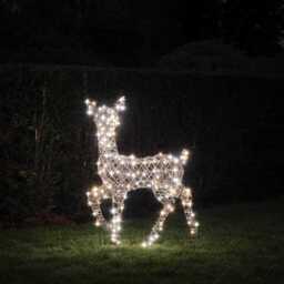 90cm Dual LED Studley Rattan Doe Light Up Reindeer - thumbnail 2