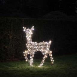 90cm Dual LED Studley Rattan Doe Light Up Reindeer - thumbnail 2