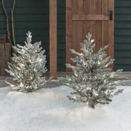 3ft Dual Colour LED Snowy Outdoor Christmas Tree Stake Duo - thumbnail 2