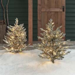3ft Dual Colour LED Snowy Outdoor Christmas Tree Stake Duo - thumbnail 1